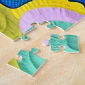 かわいいブルーベビーゾウ – キルト状デザイン ジグソーパズル (側面)