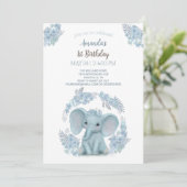 かわいいブルーベビーゾウ 招待状 (スタンド正面)