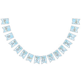 かわいいブルーベビーフクロスベビーシャワー バンティングフラッグ