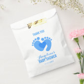 かわいいブルーベビー足ハートボーイベビーシャワー フェイバーバッグ (封をした状態)