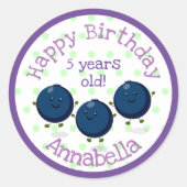 かわいいブルーベリーの友人の漫画のイラストレーション ラウンドシール (正面)