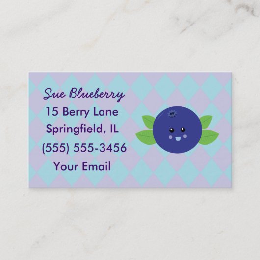かわいいブルーベリーの名刺 名刺 (正面)