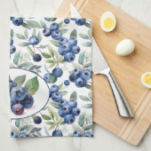 かわいいブルーベリーの水彩画 キッチンタオル (四つ折り)