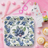 かわいいブルーベリーの水色 ペーパープレート (パーティー)