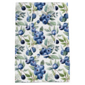 かわいいブルーベリーの水色 ミディアムペーパーバッグ (裏面)