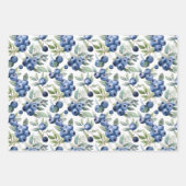 かわいいブルーベリーの水色 ラッピングペーパーシート (正面3)