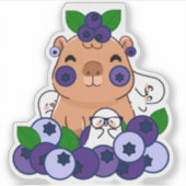 かわいいブルーベリーカピバラと小さな霊 シール (正面)