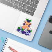 かわいいブルーベリーカピバラと小さな霊 シール (ノートパソコンとiPhone)