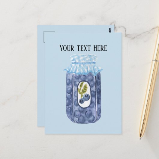 かわいいブルーベリージャムゼリー追加文字 ポストカード (正面/裏面インサイチュ)