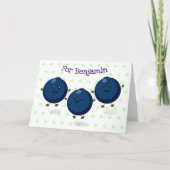 かわいいブルーベリーパープル漫画のイラストレーション カード (正面)