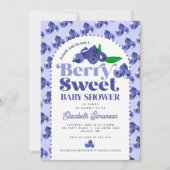 かわいいブルーベリーペリウィンクルベリースウィートベビーシャワー 招待状 (正面)