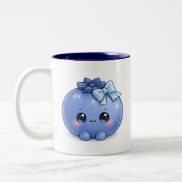 かわいいブルーベリーマグカップ | かわいい果物好きな人へのギフト ツートーンマグカップ