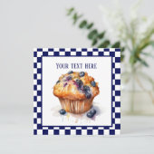 かわいいブルーベリーマフィンパーティー 招待状 (スタンド正面)