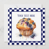 かわいいブルーベリーマフィンパーティー 招待状 (正面)