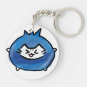 かわいいブルーベリー手描き猫 キーホルダー (裏面)