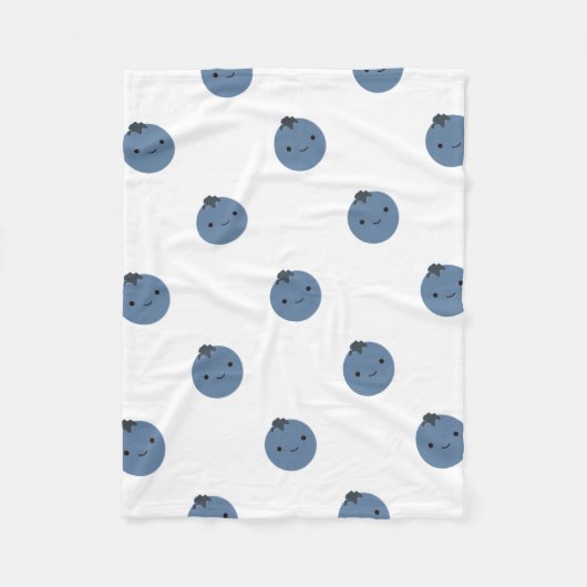 かわいいブルーベリー フリースブランケット (正面)