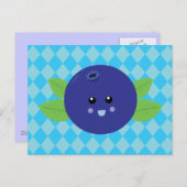 かわいいブルーベリー ポストカード (正面/裏面)