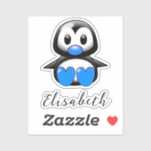 かわいいブルーペンギン名前を追加コンターカットシール シール (シート)