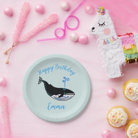 かわいいブルーホエールアクア自然 – アクアパーティー ペーパープレート (パーティー)