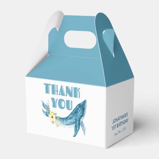 かわいいブルーホエールイエローフローラ誕生日ありがとう フェイバーボックス (裏面サイド)
