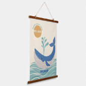 かわいいブルーホエールキッズルームぶら下がったのタペストリー 吊り下げ型タペストリー (傾斜あり)