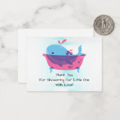 かわいいブルーホエールサンキューカード ノートカード (正面/裏面インサイチュ)