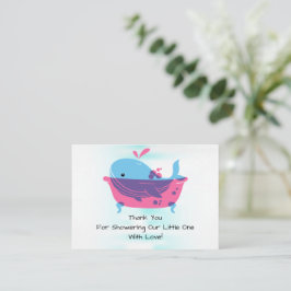 かわいいブルーホエールサンキューカード ノートカード