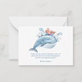 かわいいブルーホエールサンキューノートカード ノートカード (正面)