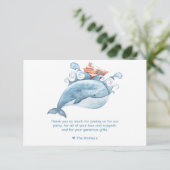 かわいいブルーホエールサンキュー カード (スタンド正面)