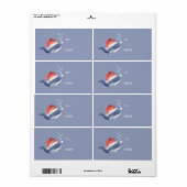 かわいいブルーホエールサンタハットクリスマス ラベル (フルシート)