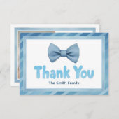 かわいいブルーボウタイベビーシャワーサンキューカード サンキューカード (正面/裏面)