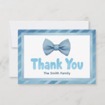 かわいいブルーボウタイベビーシャワーサンキューカード