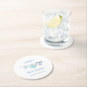 かわいいブルーボーイイラストレーション物干し洗濯 ラウンドペーパーコースター (インサイチュ)