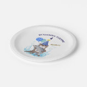 かわいいブルーボーイシーオッター誕生日パーティー ペーパープレート (アングル)