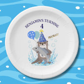 かわいいブルーボーイシーオッター誕生日パーティー ペーパープレート