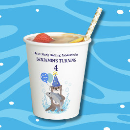 かわいいブルーボーイシーオッター誕生日パーティー 紙コップ