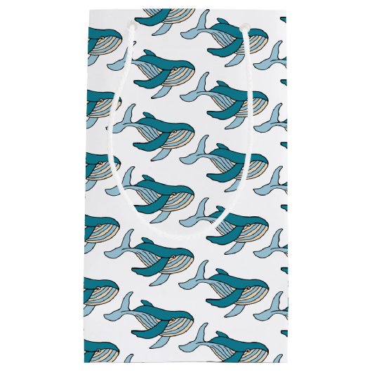 かわいいブルーボーイズクジラ スモールペーパーバッグ (正面)