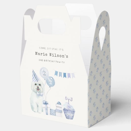 かわいいブルーボーイズパーティー子犬の任意の年齢誕生日 フェイバーボックス (オープン)