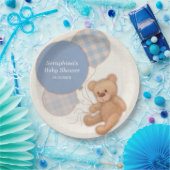 かわいいブルーボーイテディベアベビーシャワー紙プレート ペーパープレート (パーティー)