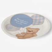 かわいいブルーボーイテディベアベビーシャワー紙プレート ペーパープレート (アングル)