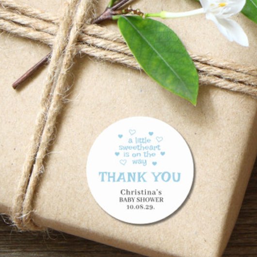 かわいいブルーボーイベビーシャワークラシックラウンドステッカー ラウンドシール