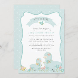 かわいいブルーボーイラマ赤ちゃんシャワー 招待状