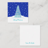 かわいいブルーミニクリスマスツリー ノートカード (正面/裏面)