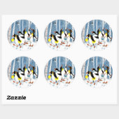 かわいいブルーミュージシャンペンギン雪おもしろいホリデーカード ラウンドシール (シート)