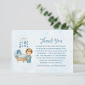 かわいいブルーモバイルクリブベビーコットベビーシャワー サンキューカード (スタンド正面)