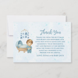 かわいいブルーモバイルクリブベビーコットベビーシャワー サンキューカード