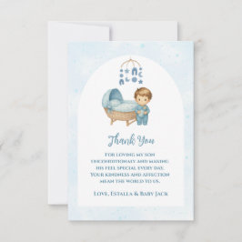 かわいいブルーモバイルクリブベビーコットベビーシャワー サンキューカード