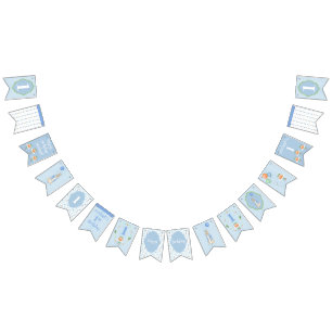 かわいいブルーラビットワン1st 1誕生日 バンティングフラッグ