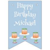 かわいいブルーラビットワン1st 1誕生日 バンティングフラッグ (第3の旗)