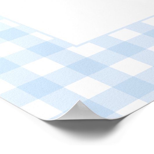 かわいいブルーリトルエレファントジンガム男の赤ちゃんシャワー ポスター (角)